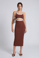 Ribbed Keyhole Midi Dress