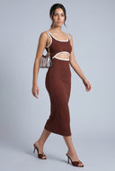 Ribbed Keyhole Midi Dress