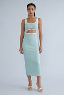 Ribbed Keyhole Midi Dress