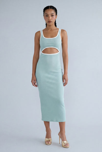 Ribbed Keyhole Midi Dress