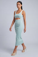 Ribbed Keyhole Midi Dress