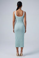 Ribbed Keyhole Midi Dress