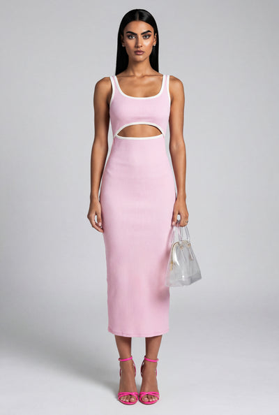 Ribbed Keyhole Midi Dress