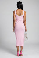 Ribbed Keyhole Midi Dress