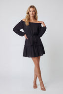 Crepe Tiered Off The Shoulder Dress