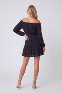 Crepe Tiered Off The Shoulder Dress