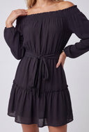 Crepe Tiered Off The Shoulder Dress