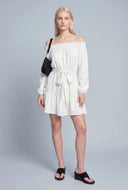 Crepe Tiered Off The Shoulder Dress