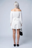 Crepe Tiered Off The Shoulder Dress