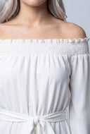 Crepe Tiered Off The Shoulder Dress