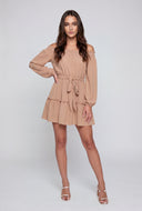 Crepe Tiered Off The Shoulder Dress