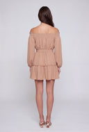 Crepe Tiered Off The Shoulder Dress