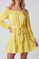 Crepe Tiered Off The Shoulder Dress