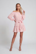 Crepe Tiered Off The Shoulder Dress
