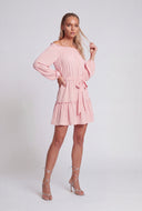 Crepe Tiered Off The Shoulder Dress
