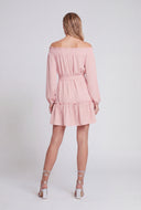 Crepe Tiered Off The Shoulder Dress