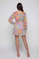 Status Print Chiffon Peasant Dress