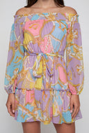 Status Print Chiffon Peasant Dress