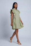Poplin Ruffled Shirt Dress