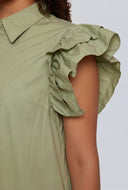 Poplin Ruffled Shirt Dress