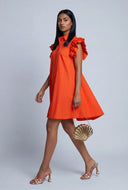 Poplin Ruffled Shirt Dress
