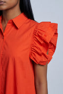 Poplin Ruffled Shirt Dress