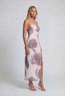 Floral Mesh Slit Tube Dress
