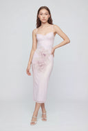 Floral Mesh Bustier Midi Dress
