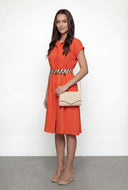 Belted Cap Sleeve Midi Shirt Dress