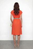 Belted Cap Sleeve Midi Shirt Dress