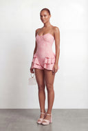 Acid Wash Corset Ruffled Romper