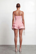 Acid Wash Corset Ruffled Romper