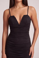 Ruched Notch Neck Mini Dress