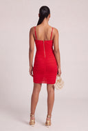 Ruched Notch Neck Mini Dress