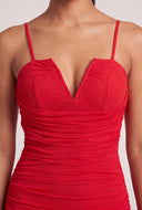 Ruched Notch Neck Mini Dress