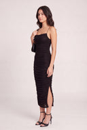 Ruched Criss Cross Back Midi Dress