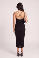 Ruched Criss Cross Back Midi Dress
