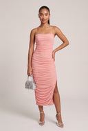 Ruched Criss Cross Back Midi Dress