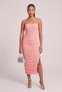 Ruched Criss Cross Back Midi Dress