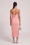 Ruched Criss Cross Back Midi Dress