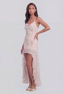 Floral Mesh High Low Dress
