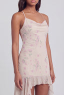 Floral Mesh High Low Dress