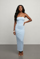 Slit Back Strapless Maxi Dress
