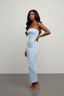Slit Back Strapless Maxi Dress