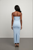 Slit Back Strapless Maxi Dress