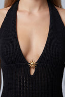 Phoenix Plunge Halter Maxi Dress