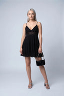 Crochet Insert Tiered Mini Dress
