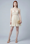 Crochet Insert Tiered Mini Dress