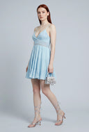 Crochet Insert Tiered Mini Dress