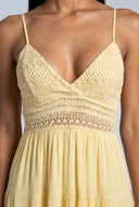 Crochet Insert Tiered Mini Dress